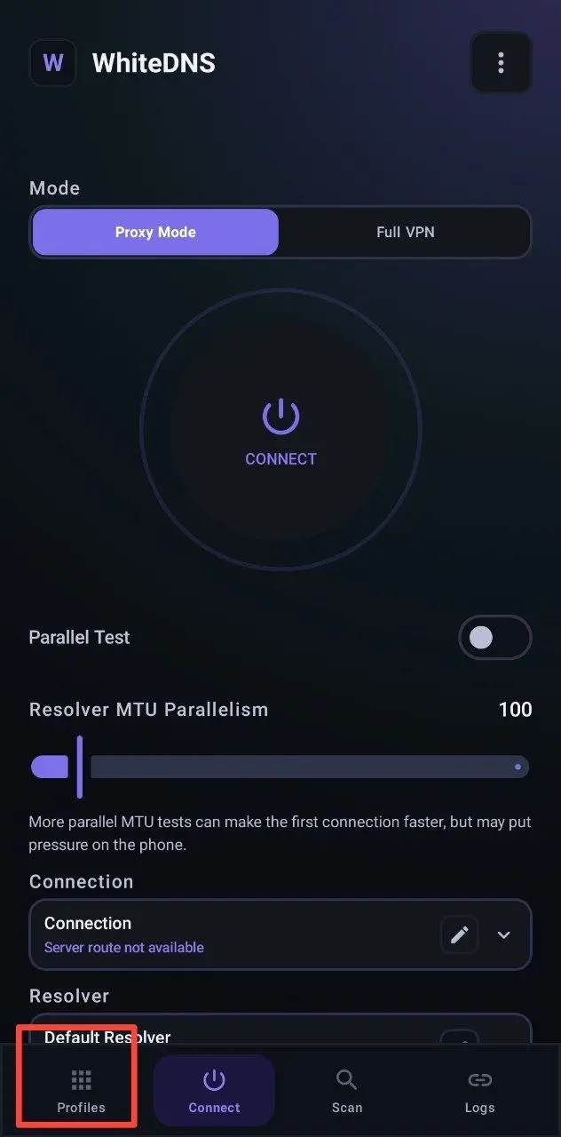 WhiteDNS Profiles tab