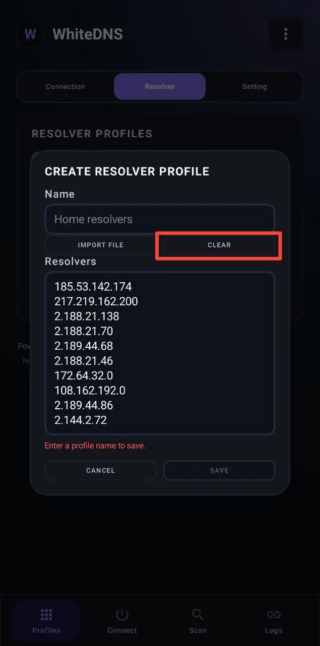 Clear default resolvers