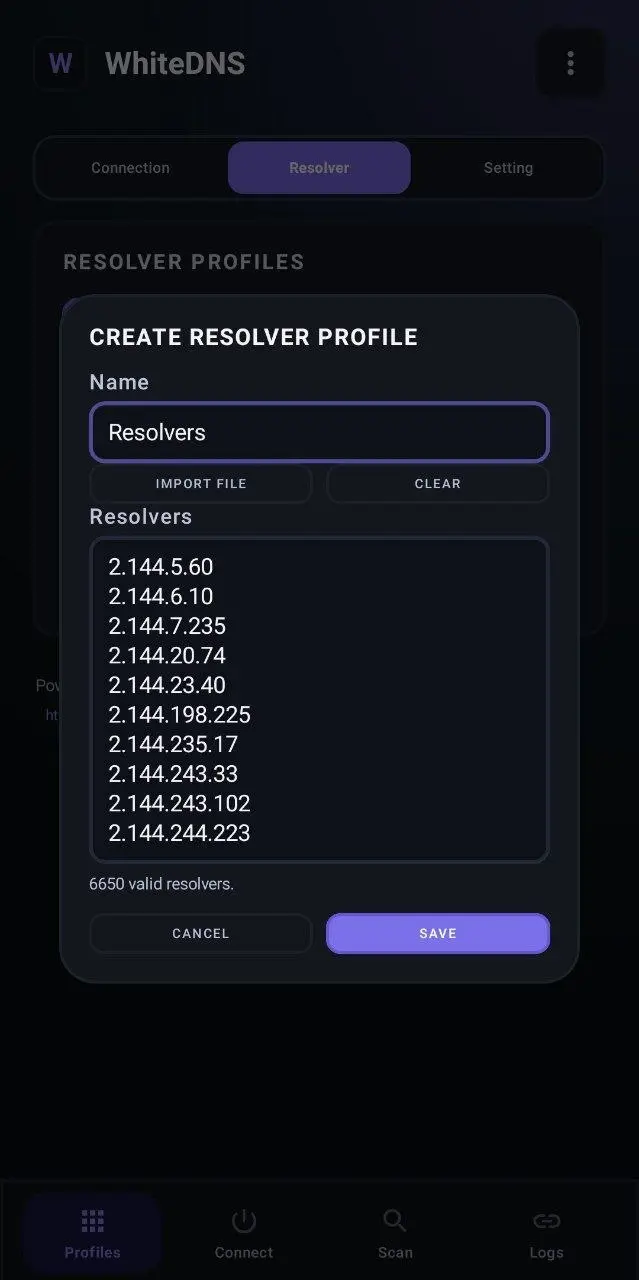 Name and save resolver profile