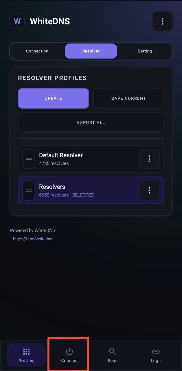 Resolvers added, go to Connect